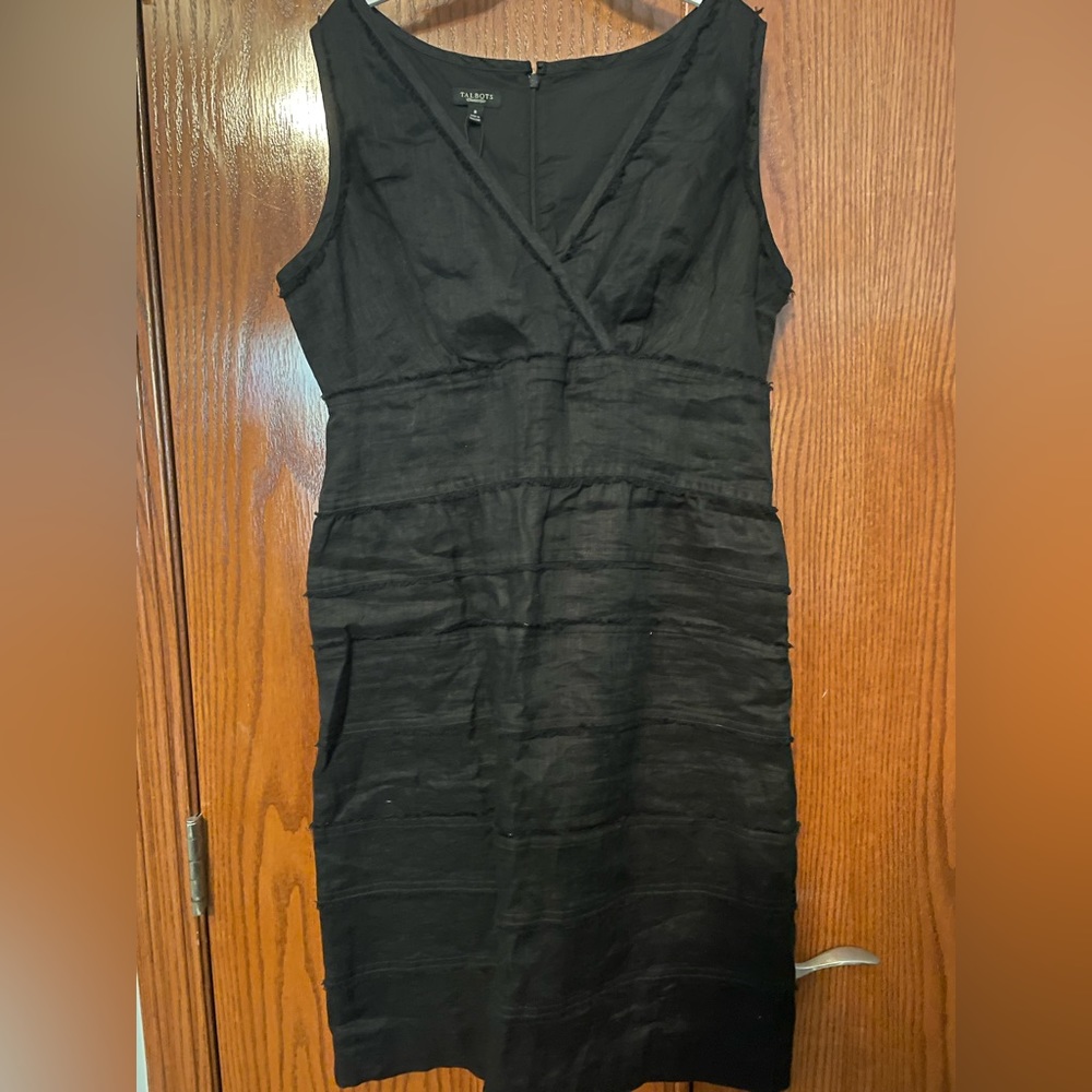 Talbots Black V-Neck Midi Dress